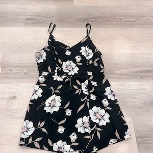 Lulus Black Floral Print Skort Dress
